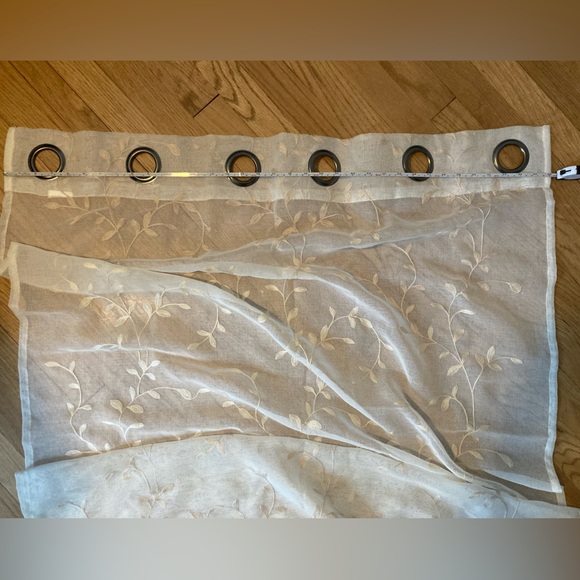 Sheer Curtains with Beige Leaf Pattern (2 Panels) 70WX82L - Picture 3 of 4